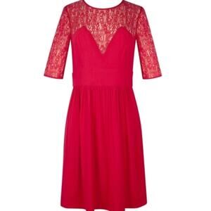 Sandro Paris Red Lace Bustier Style Cocktail Short Dress Size Small